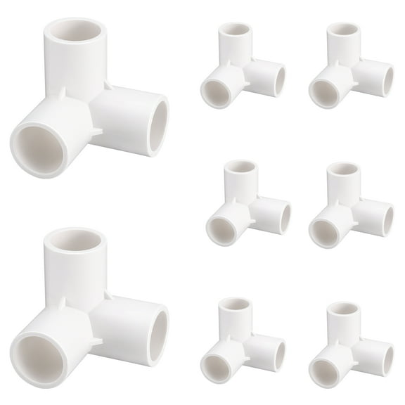 Tineasur PVC Corner Fittings Three Way PVC Pipe Joints PVC White Simple Design 8Pcs