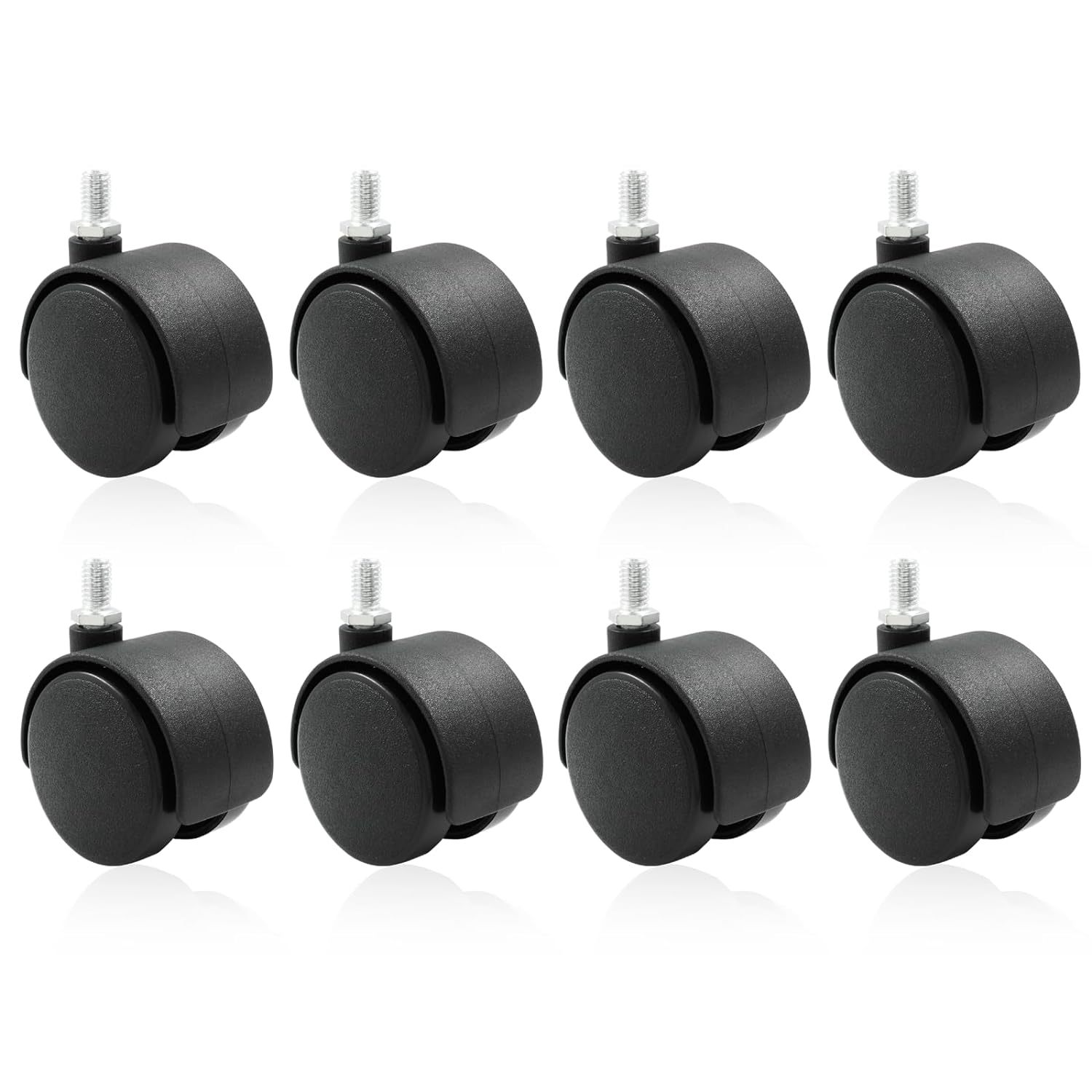 8Pcs Pack of Furniture Plastic Swivel Casters, Universal Standard Size ...