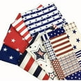 thumbnail image 1 of 8Pcs Patriotic Cotton Fabric Bundles Red Blue White Star Stripe Fat Quarters 4th of July Quilting Patchwork for Independence Day DIY Handmade Craft Party Decor, 10 x 10 Inch, 1 of 5