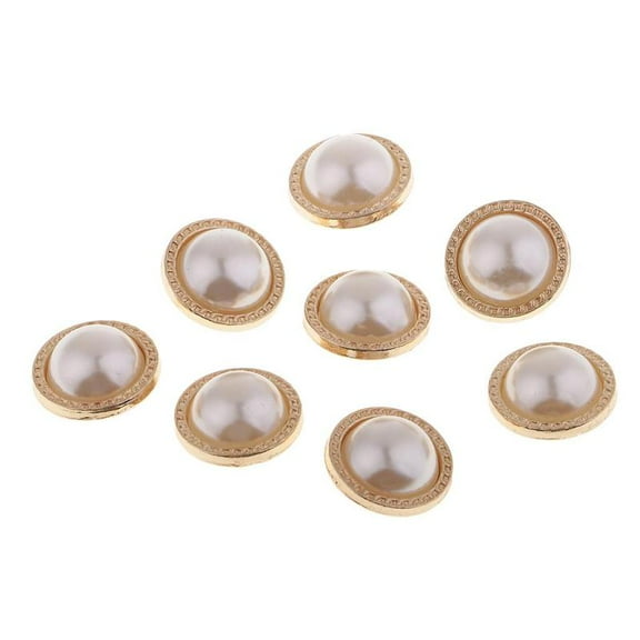 8Pcs Pearl Shank Buttons Round Sewing Crafts for Clothes Shoes Hat Decoration