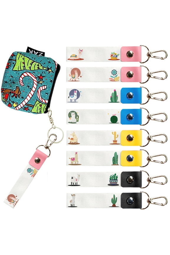 8Pcs Personalized Name Tags Hooks 5.1x0.8 Inch Alpaca Theme Backpack Name Tags Flower Labels PU Leather & Cotton Name Tags Cactus Name Tags DIY