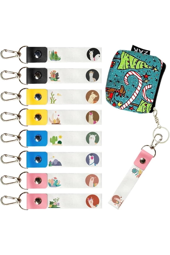 8Pcs Personalized Name Tags Hooks 5.1x0.8 Inch Alpaca Theme Backpack Name Tags Flower Labels PU Leather & Cotton Name Tags Cactus Name Tags for Luggage Backpacks Water Bottles
