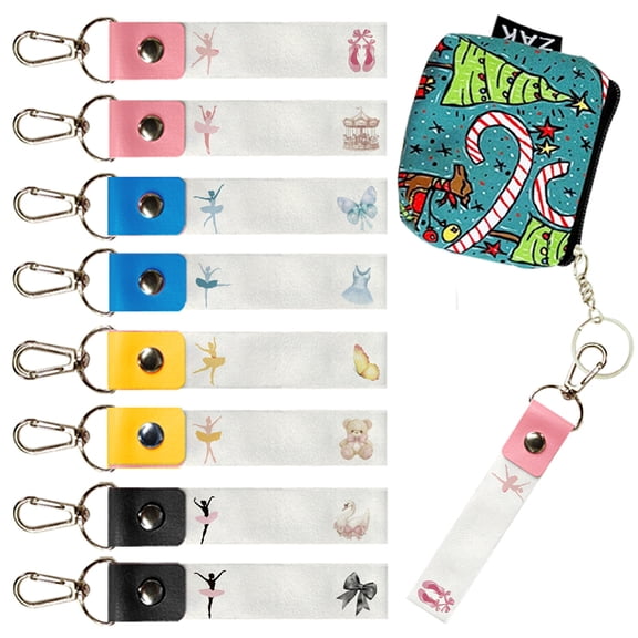 8Pcs Personalized Name Tags Hooks 5.1x0.8 Inch Ballet Theme Backpack Name Tags Labels PU Leather and Cotton Name Tags Name Tags Keychain ID Tags