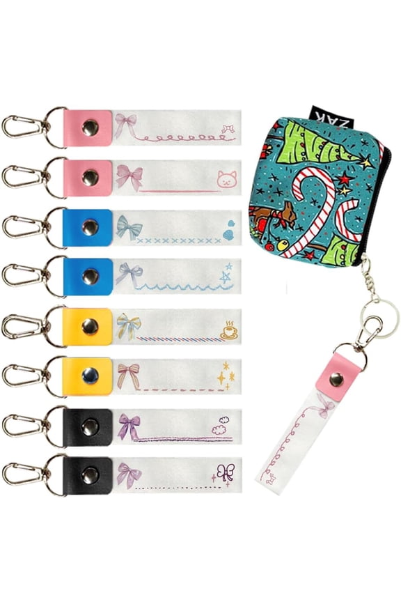 8Pcs Personalized Name Tags Hooks 5.1x0.8 Inch Bowknot Pattern Backpack Name Tags ID Tags Labels PU Leather and Cotton Name Tags Bowknot Name Label Hooks for Backpacks Water Bottles Colorful