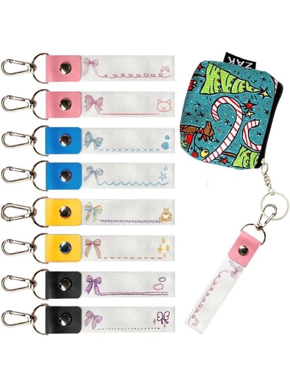 8Pcs Personalized Name Tags Hooks 5.1x0.8 Inch Bowknot Pattern Backpack Name Tags ID Tags Labels PU Leather and Cotton Name Tags Bowknot Name Label Hooks for Backpacks Water Bottles Colorful