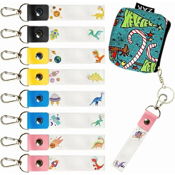 8Pcs Personalized Name Tags Hooks 5.1x0.8 Inch Dinosaur Theme Backpack Name Tags Space Stars Labels PU Leather for Backpacks Water Bottles Material Imitation Leather