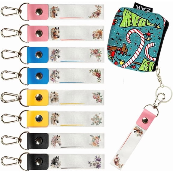 8Pcs Personalized Name Tags Hooks 5.1x0.8 Inch Horse Theme Backpack Name Tags Labels PU Leather and Cotton Name Tags Name Tags Keychain ID Tags for DIY Backpacks Water Bottles