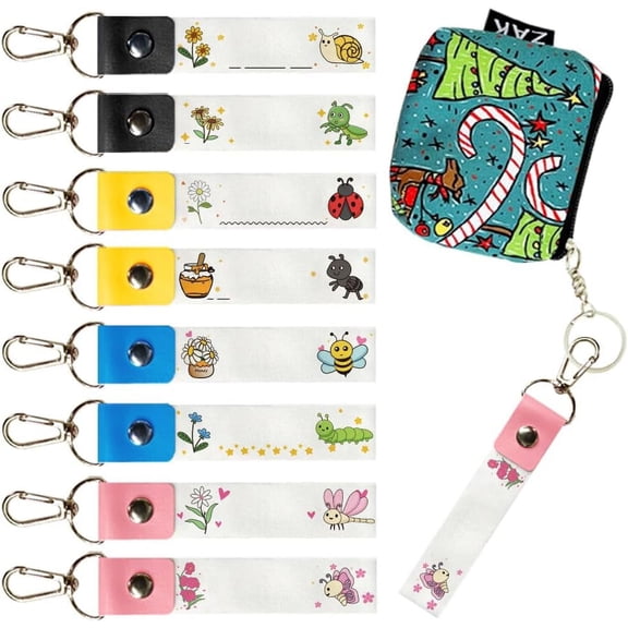 8Pcs Personalized Name Tags Hooks 5.1x0.8 Inch Insects Theme Backpack Name Tags Butterfly Bee Labels PU Leather & Cotton Name Tags Ladybugs Dragonfly Name Tags