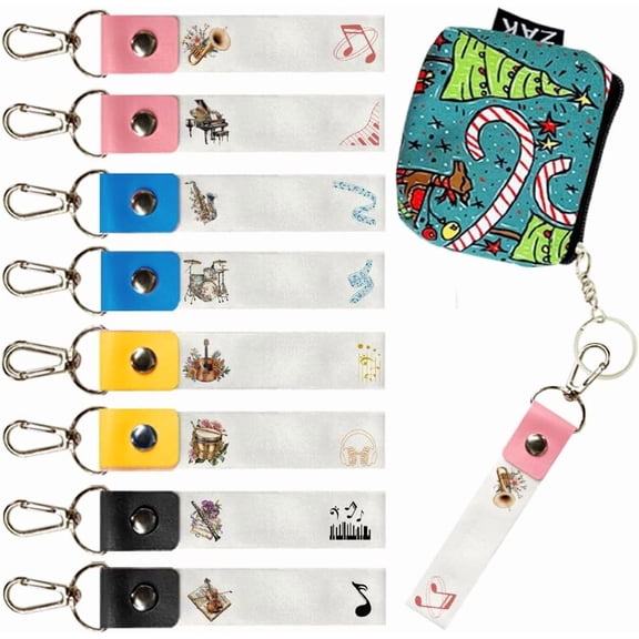 8Pcs Personalized Name Tags Hooks 5.1x0.8 Inch Music Theme Backpack Name Tags ID Tags Labels PU Instruments Name Label Hooks for Backpacks Water Bottles colorful DIY