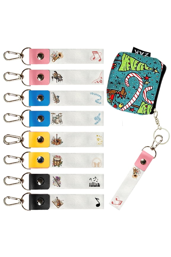 8Pcs Personalized Name Tags Hooks 5.1x0.8 Inch Music Theme Backpack Name Tags ID Tags Labels PU Leather and Cotton Name Tags Musical Instruments Name