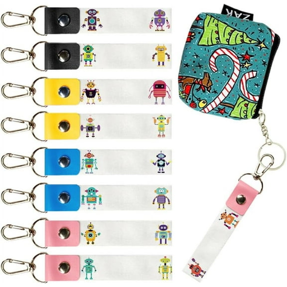 8Pcs Personalized Name Tags Hooks 5.1x0.8 Inch Robot Technology Theme Backpack Name Tags Robot Labels PU Leather & Cotton Name Tags Science Name Tags for Backpacks Water BottlesMixed Color