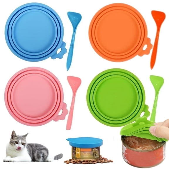 8Pcs Pet Food Can Cover with Spoon