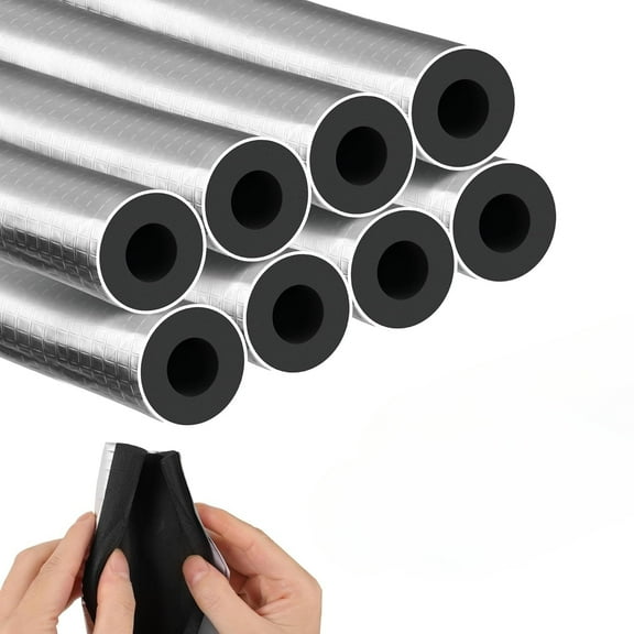 8Pcs Pipe Insulation Foam Tube, 1.3ft x 0.8in Self Adhesive Pipe Wrap Foam Tube Antifreeze Heat Preservation for Winter Outside Pipes, Irrigation Pipe, Spigot, Water Heater Pipes