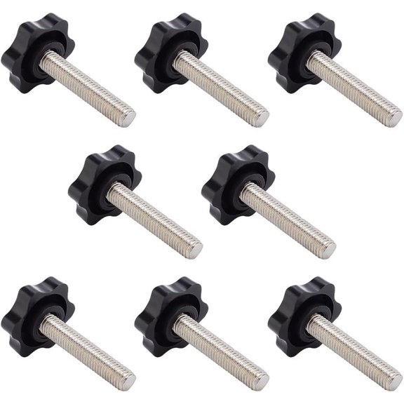 8Pcs Plastic Flower Shaped Head Cap Screw 304 Stainless Steel Thread Fastener Black 5.4x3x2.7cm for DIY