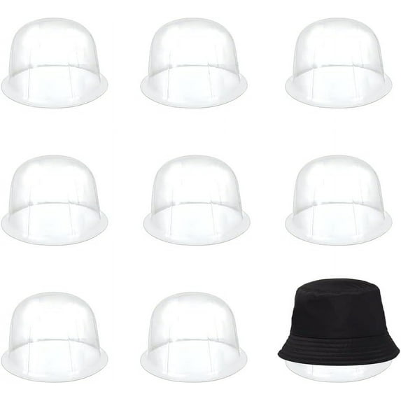 8Pcs Plastic Hat Display Rack Transparent 57mm Round Top Hat Stand Top Hat Shaping Holder Hat Cap Rack for DIY Home Shop Bedroom Organization
