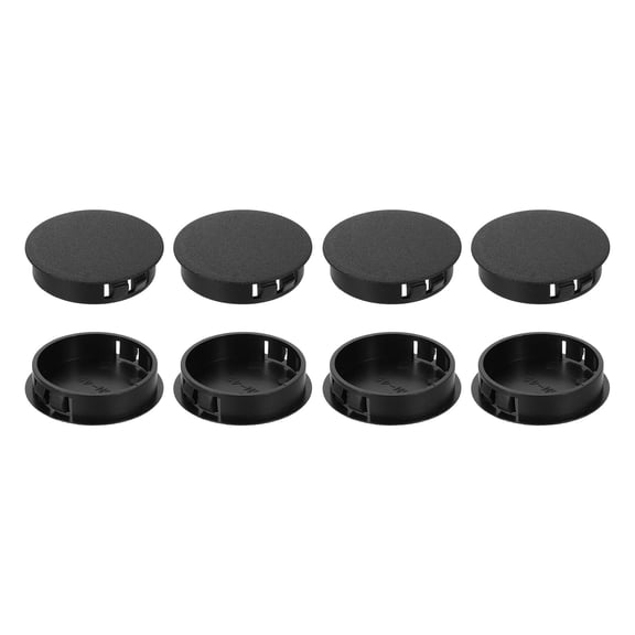 8Pcs Plastic Hole Plugs, 45mm(1-3/4") Flush Type Panel Plugs, Round Snap Knockout Locking Plugs for Furniture Insert End Caps Panels, Black