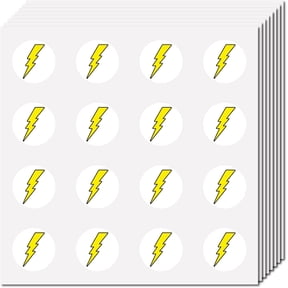 8Pcs Plastic Waterproof Self-Adhesive Picture Stickers Round Dot Cartoon Decals Lightning Bolt 150x150mm Sticker: 25mm 8 pcs/set
