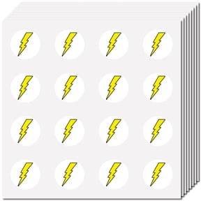 8Pcs Plastic Waterproof Self-Adhesive Picture Stickers Round Dot Cartoon Decals for Kid's Art Craft Lightning Bolt 150x150mm Sticker: 25mm