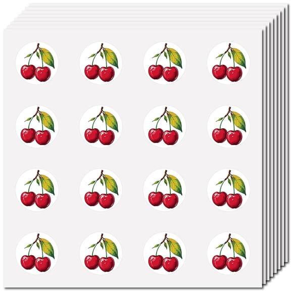8Pcs Plastic Waterproof Self-Adhesive Picture Stickers Round Dot Cartoon Decals for s Art Craft Cherry 150x150mm Sticker: 25mm 8 pcs/set