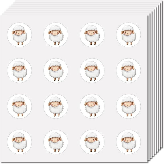 8Pcs Plastic Waterproof Self-Adhesive Picture Stickers Round Dot Cartoon Decals for s Art Craft Sheep 150x150mm Sticker: 25mm 8 pcs/set