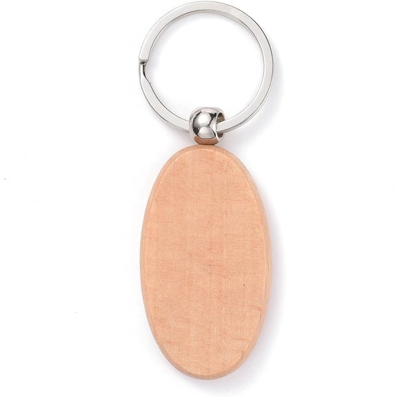 8Pcs Platinum Plated Iron Oval Keychain with 3.54Inch Split Key Rings 1set