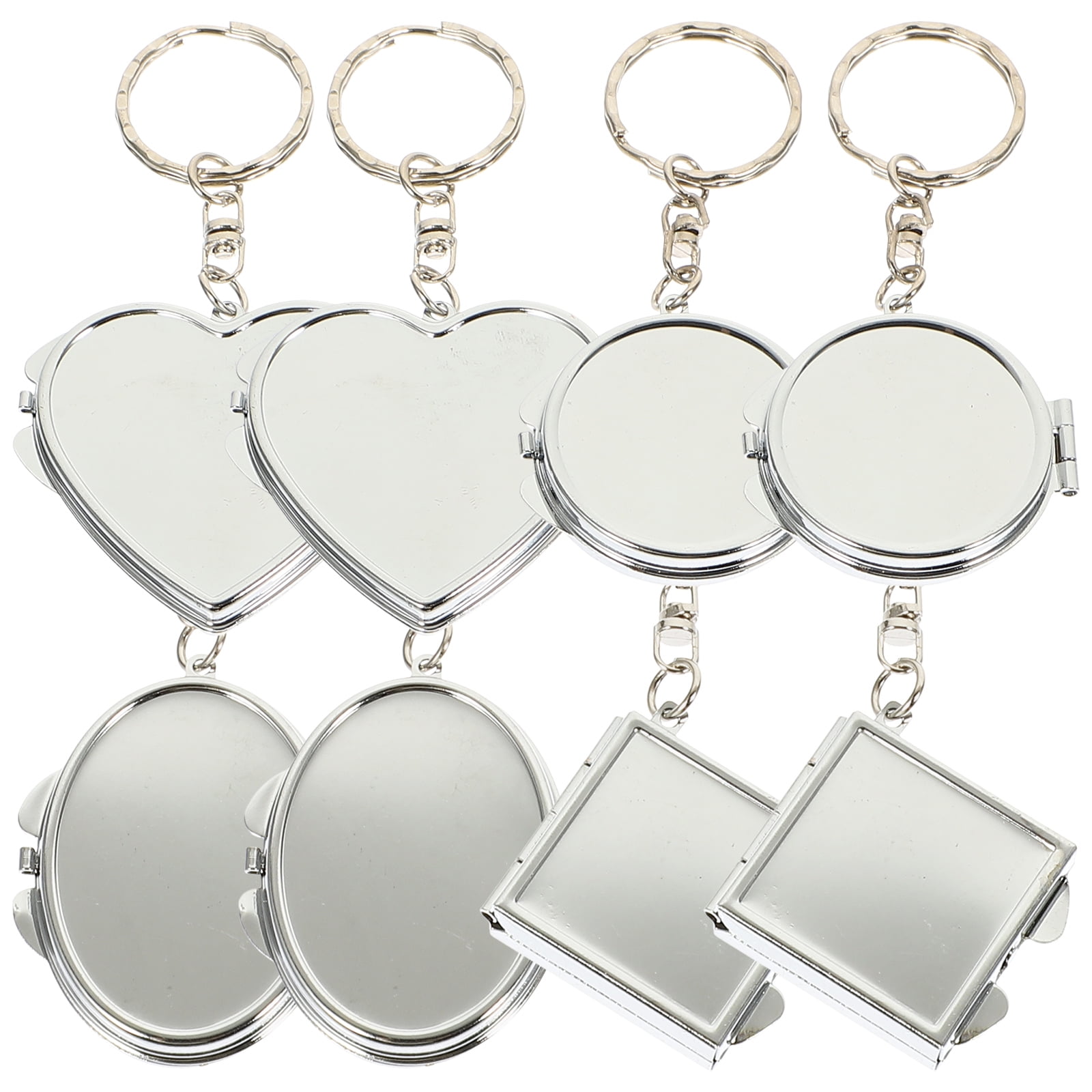 8Pcs Pocket Mirror Keyring Mini Double Sided Folding Mirror