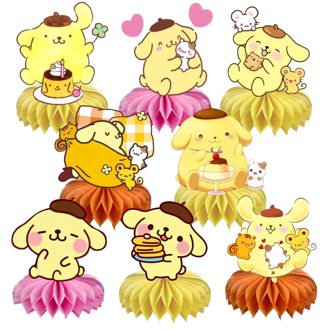 8Pcs Pompompurin Table Centerpiece, STF9 Pompompurin Birthday Party