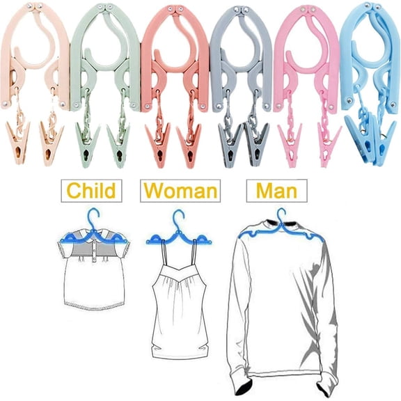 8Pcs Portable Folding Travel Clothes Hangers Clips,for Scarves Suits Trousers Pants Shirts Socks Underwear Clothesp