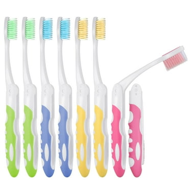 Hengguang 8Pcs Portable Toothbrush Built in Cover, Folding Travel Toothbrush with Soft Bristles for Sensitive Gums