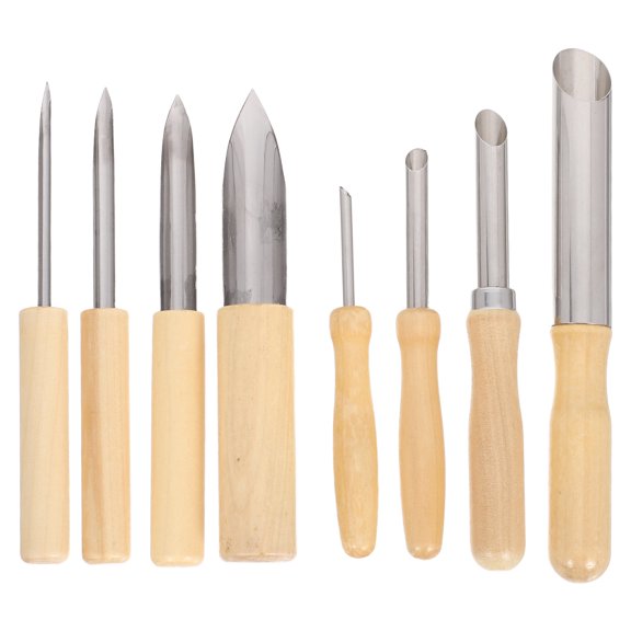 8Pcs Pottery Shaping and Trimming Tools Set with Stainless Steel Blades and Wood Handles