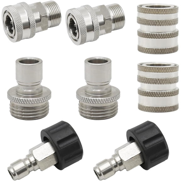 8Pcs Pressure Washer Adapter, Pressure Washer Quick Connect Kit, Stainless Steel M22 Swivel to 3/8 Inch Quick Connect, 3/4 Inch to Quick Release