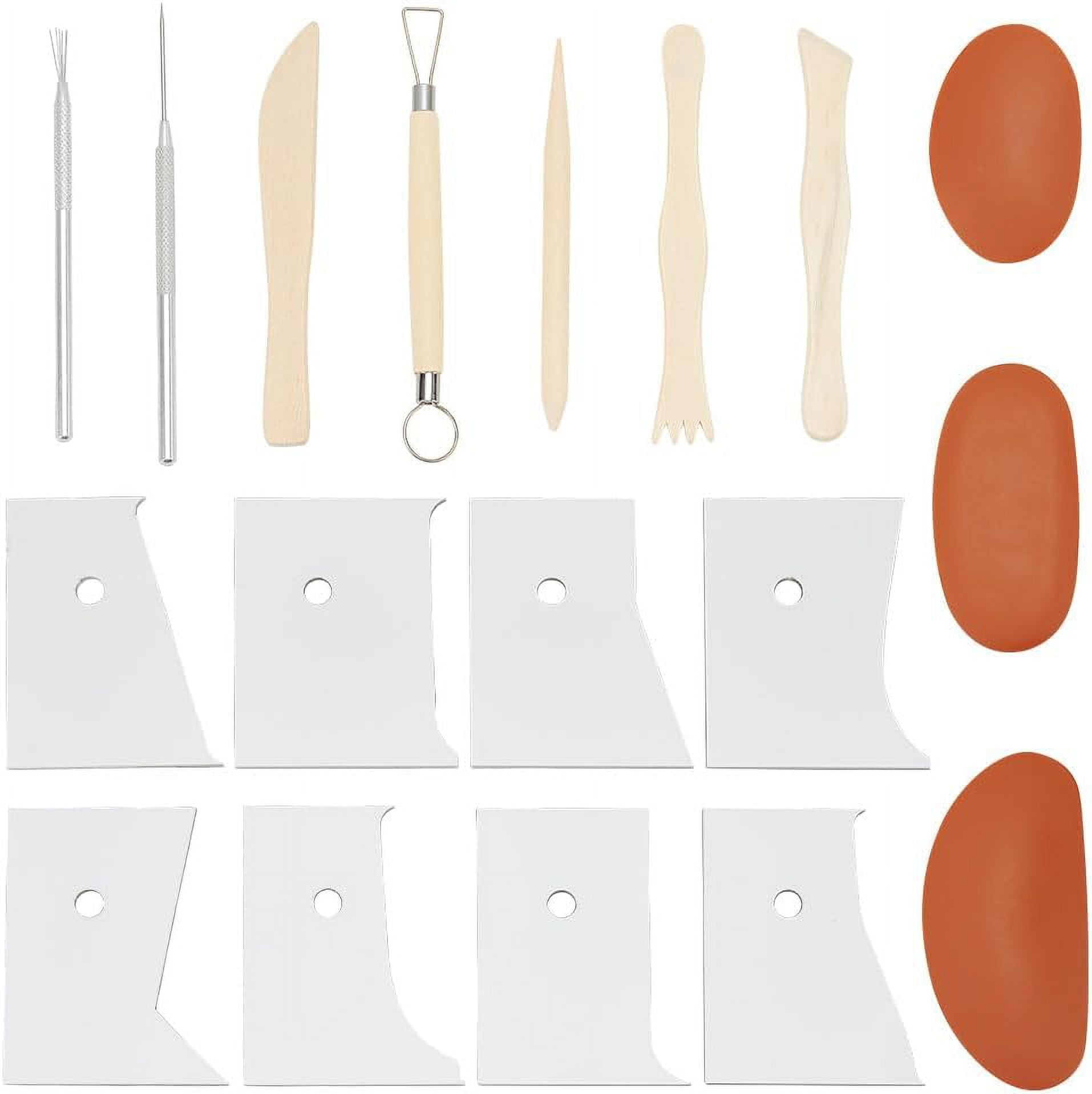 8Pcs Profile Rib Bundle Pottery Shaper Tool Set for Ceramic Cups Bowl DIY Craft Making (Equipped with 2Pcs Clay Sculpture Needle Tool 3Pcs Oval DIY Silicone Molds 5pcs Clay Knife Tools)