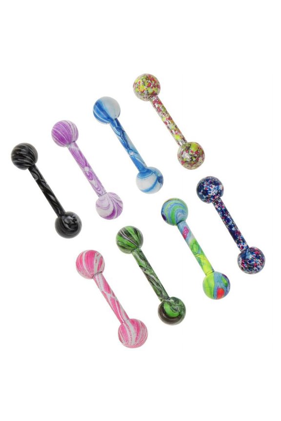 8Pcs Punk Stainless Steel Bars Stainless Steel Barbell Rings Mixed Ball Piercing Jewellery