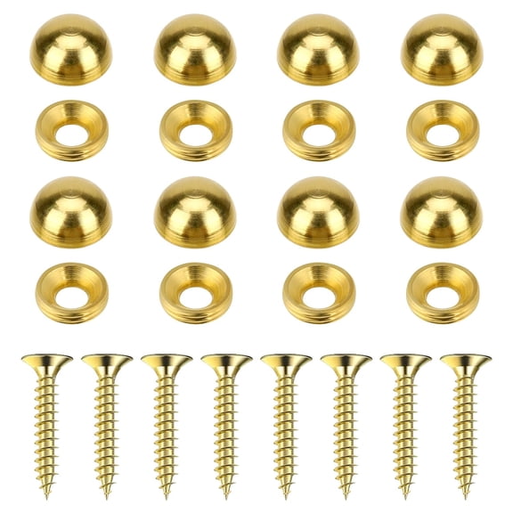 8Pcs Pure Brass Decorative Screws with Caps, Decorative Bolts Upholstery Tacks Self Tapping Screw Gold Fixing Screw Covers for Furniture Cabinet Door Window Painting Mirror Fixing 13mm