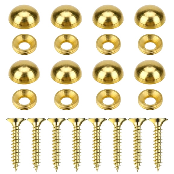 8Pcs Pure Brass Decorative Screws with Caps Mirror Fixing Screw Covers Gold Decorative Bolts Upholstery Tacks Self-Tapping Screws for Furnitures, Paintings, Eyeglasses, Mirrors Fixing and Repairing