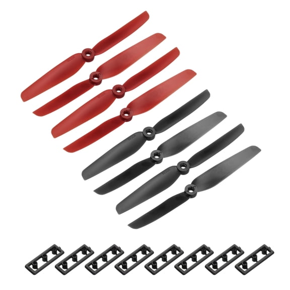 8Pcs RC Propellers 6x3 Inch 2-Vane Main Rotors RC Aircraft Quadcopter Prop Replacement, Black/Red with 2 Washers