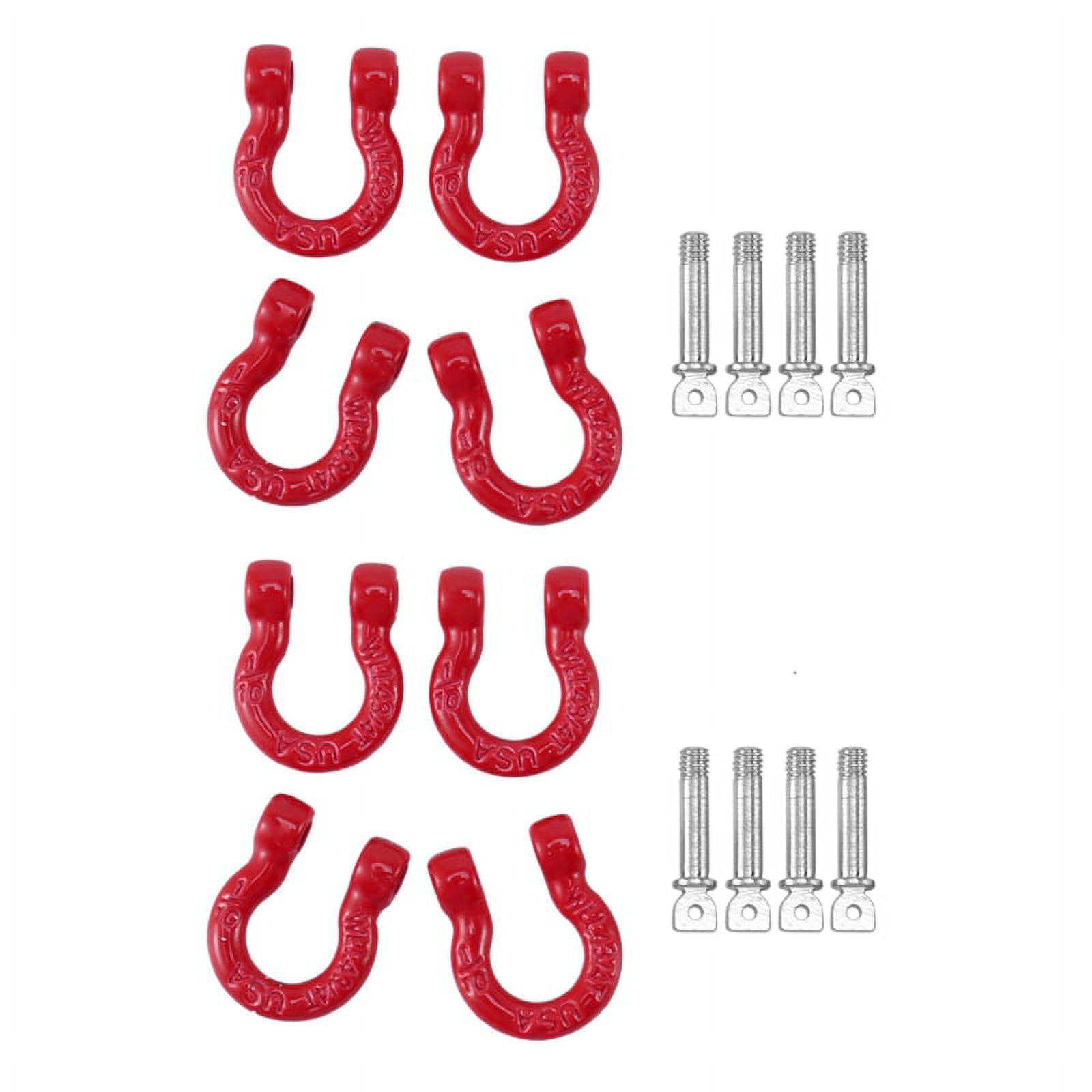 8Pcs Red Metal Bumper DRing Tow Hook for 1/10 RC Crawler Car 4 Axial