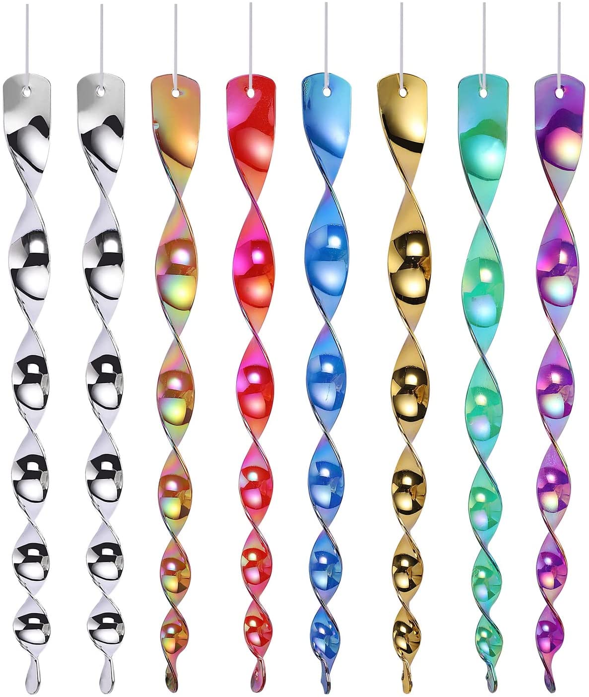 8Pcs Reflective Bird Deterrent Rods, 7 color 30cm Hanging Bird