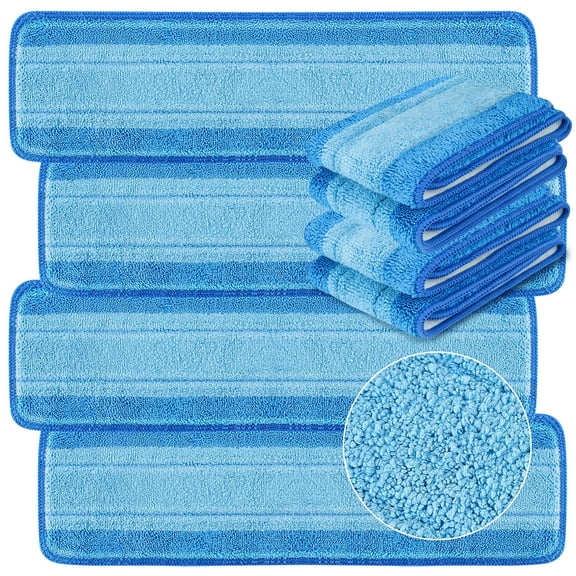 8Pcs Replacement Mop Pads, Microfiber Cleaning Mop Compatible with Bona Mop, Washable & Reusable Mop Refill Pads for Hardwood Floor,18 Inch, Blue