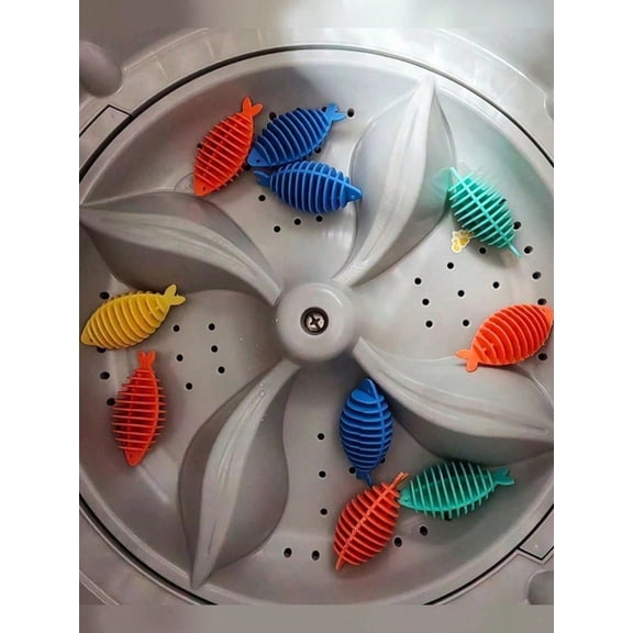 8Pcs Reusable Clothes Fuzz Remover Silicone Fish Shaped Lint Collector Pet Hair Remover For Clothes Blankets Towels Washing Machine Laundry Tool Random Color