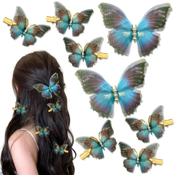 8Pcs Rhinestone Butterfly Hair Clips for Women Moving Wings Butterfly Hair Barrettes Glitter Clips Kawaii Butterfly Claw Clips Hair Accessories for Teens Girls