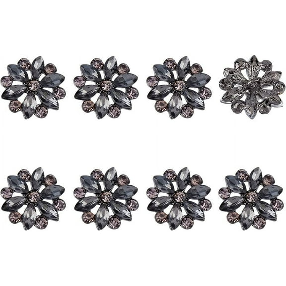 8Pcs Rhinestone Flower Button Alloy Snowflake Coat Button Applique Embellishments in Clothes for DIY Making