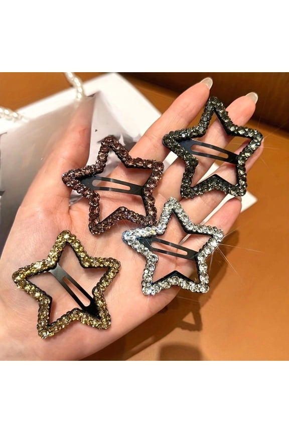 8Pcs Rhinestone Star Hair Clips, Alloy Side Bangs and Flyaway Hair Accessories for Women, Back Of The Head, Hair Clips