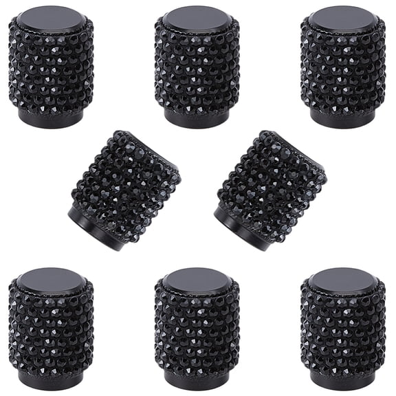 8Pcs Rubber Rhinestone Tire Valve Stem Caps Column Jet 17x13.5mm Inner Diameter: 7mm