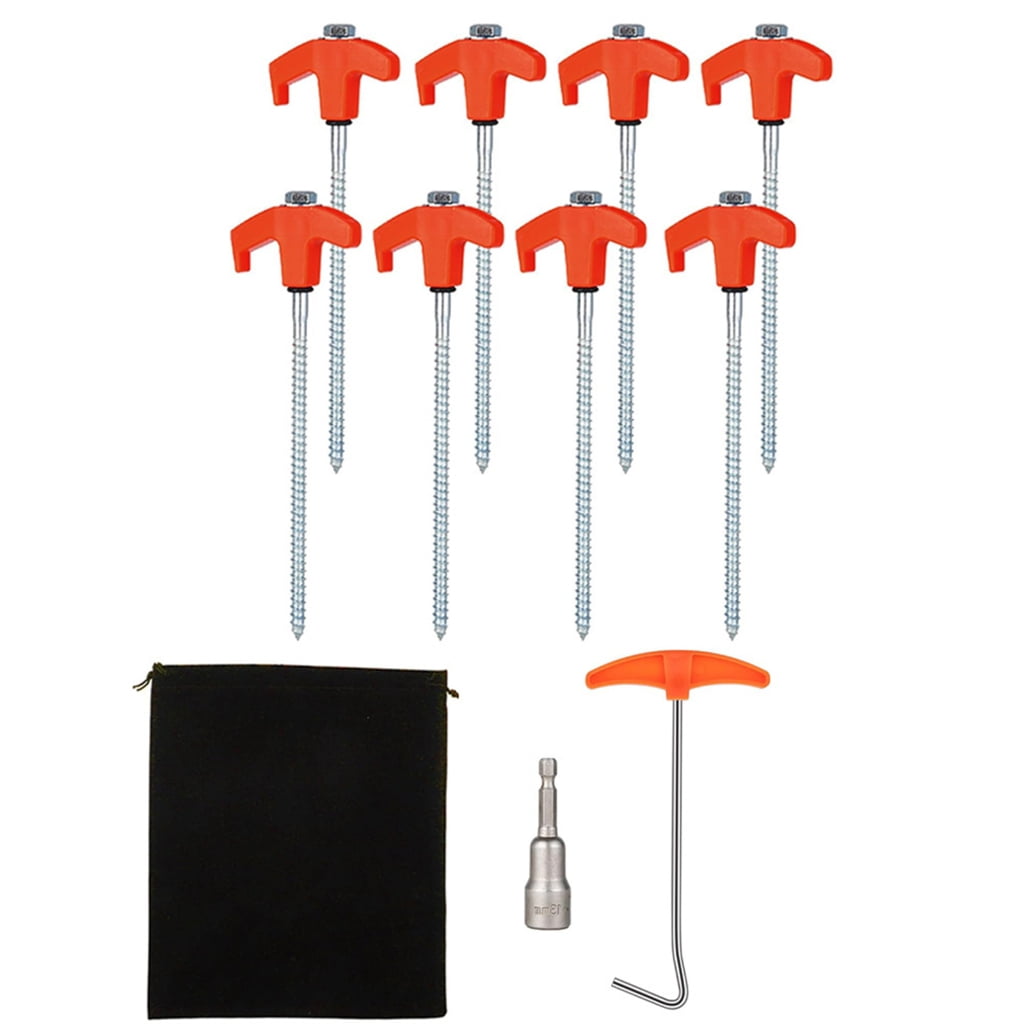8Pcs Screw Thread Tent Stakes Pin Campings Tent Peg with Hexagon Socket