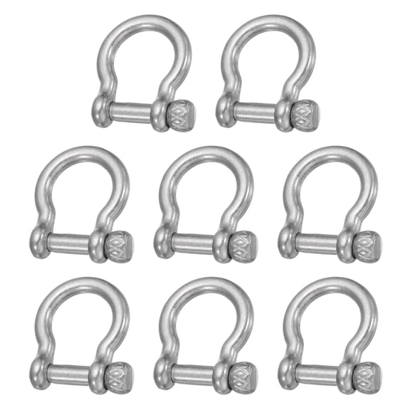 8Pcs Screw in Shackles, 8.5mm Zinc Alloy D-Ring Anchor Shackle,Gray Silver