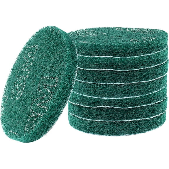 8Pcs Scrub Pads Round Scrubber Scouring Pads Abrasive Scuffing Tool for Home Kitchen House Cleaning, Green