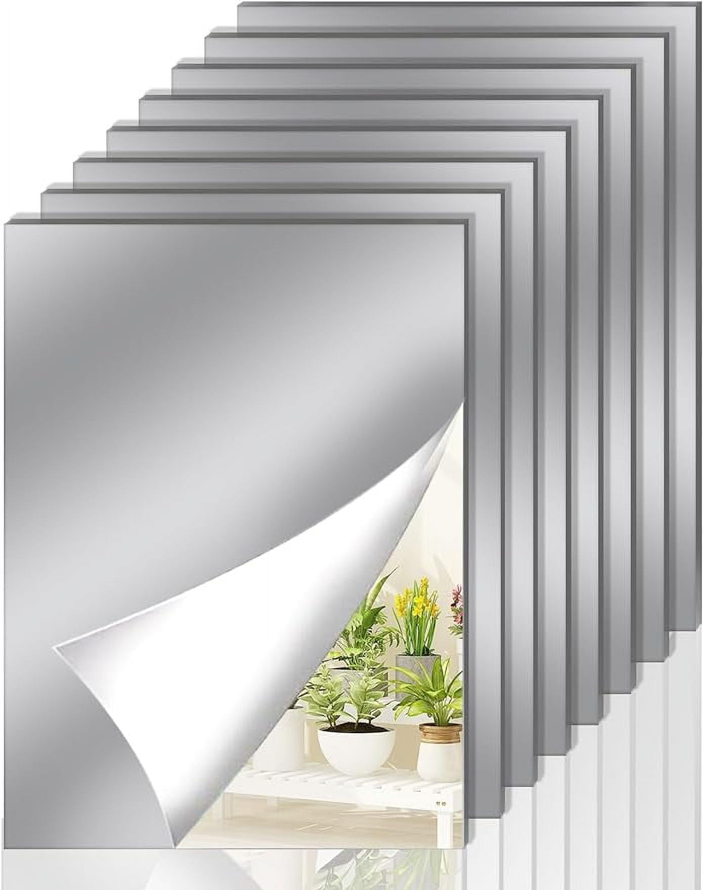 Zdwqfa 8Pcs Self Adhesive HD Plastic Mirror Sheets Wall Sticker (8 Per Pack)