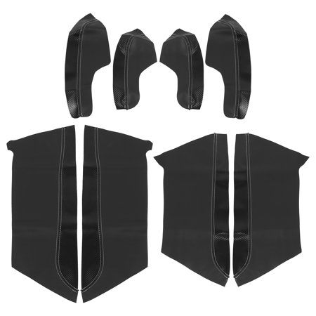8Pcs/Set Auto Car Door Panel Armrest Protector Cover for Honda Civic 10th Gen 2016-2020 Carbon Fiber Pattern Black Line