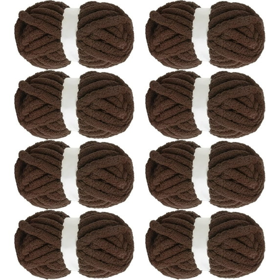 8Pcs/Set Chunky Yarn for Crocheting, Fluffy Jumbo Chenille Yarn, Soft Plush Yarn Bulky, Giant Thick Fuzzy Yarn for Hand Knitting or Arm Knitting (31.7 yds,8 oz Each Skein)